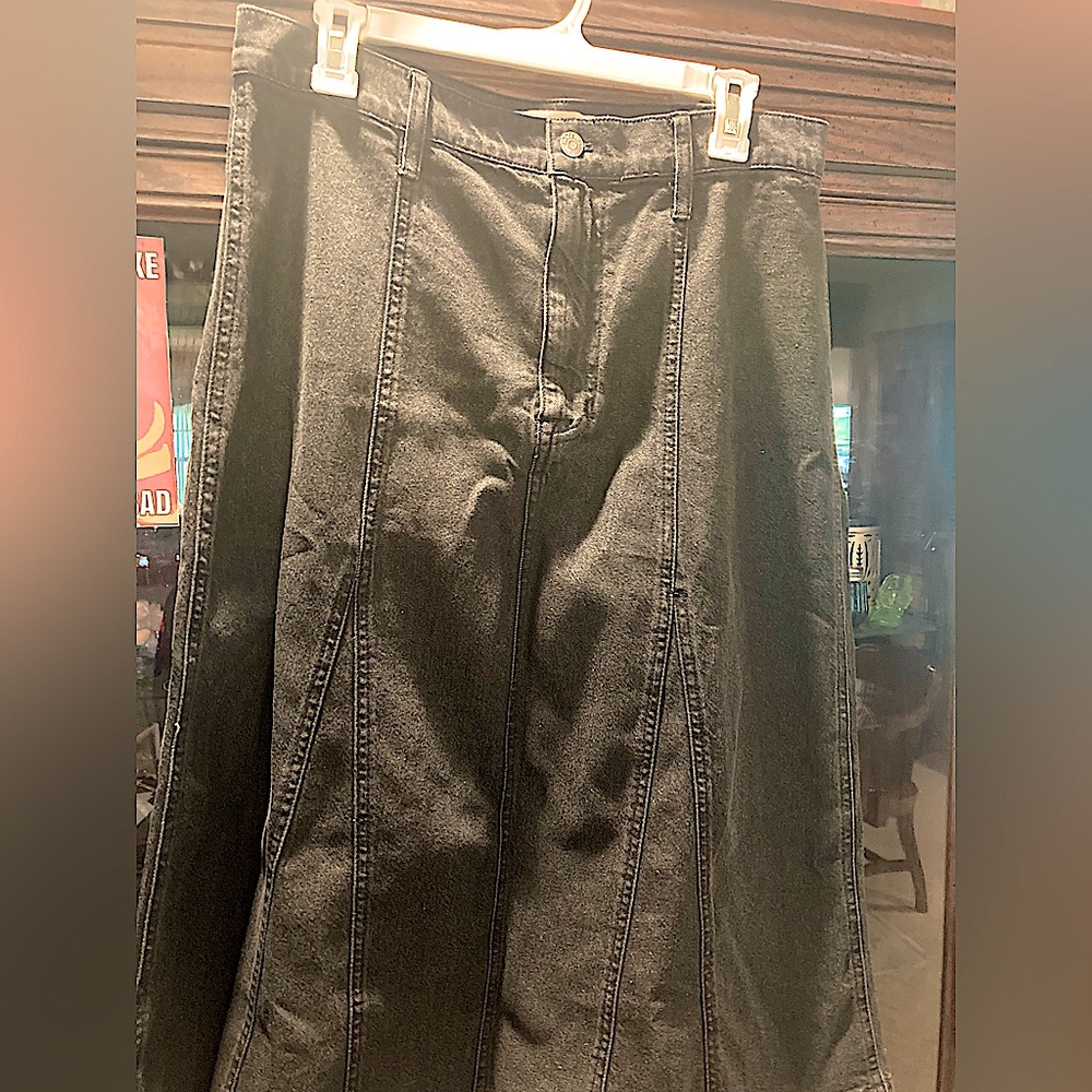 Madewell long black denim skirt